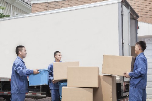 Packed boxes and protective wrapping for an Edgware relocation