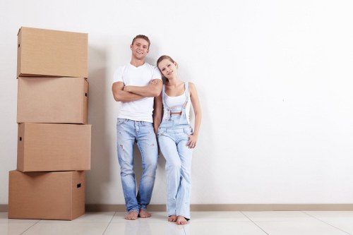 Removal team planning a home move in Edgware with boxes and furniture
