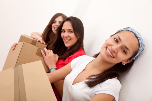 Business equipment and furniture prepared for office relocation